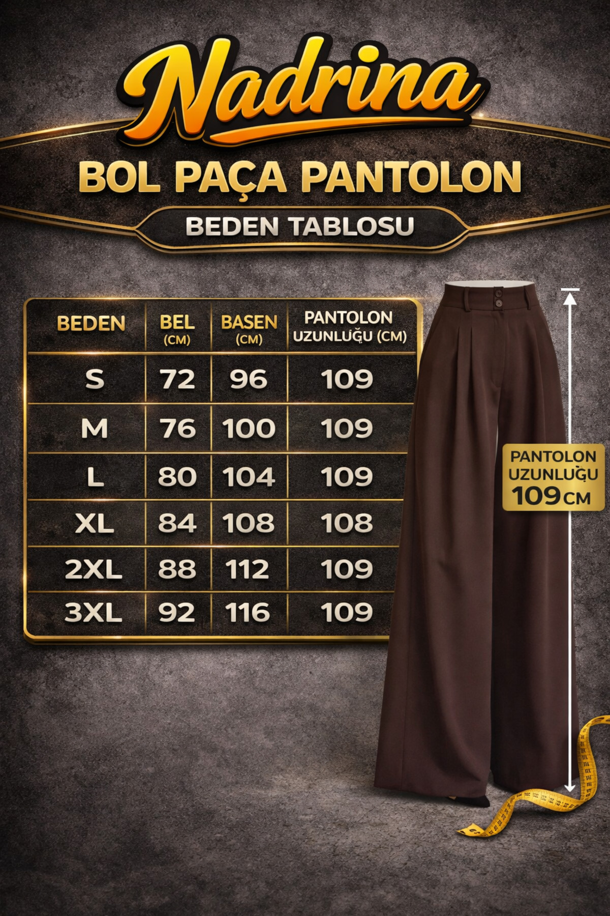 Nadrina  Bol Paça Çift Pileli Palazzo Pantolon - Görsel 8