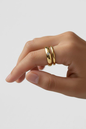 Pure Love ATELIER Pırlantalı Gümüş Yüzük Seti, Klasik Form