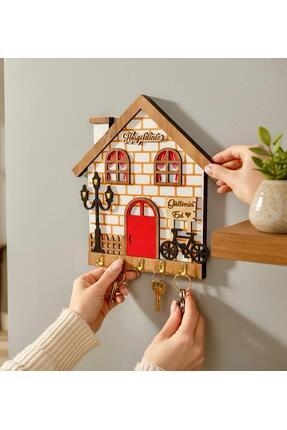 LuxuryConcept 3 Boyutlu Ev Desenli Çelik Kancalı Anahtarlık -Modern Duvar San...