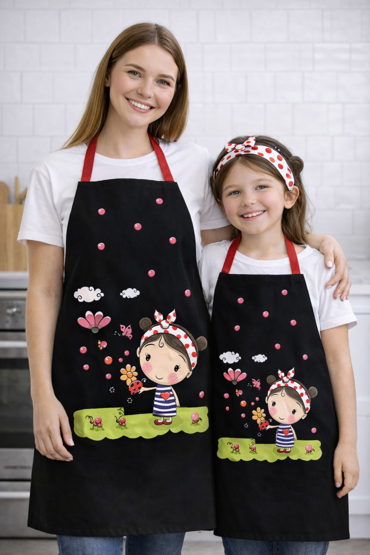 Ays Home Smurfette Mother and Girl Kitchen Apron Set
