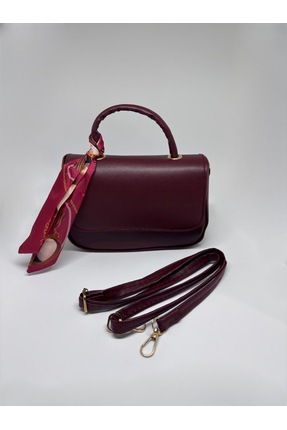 Livayssçanta Clasy Kadın Fularlı Bordo El ve Omuz Çantası