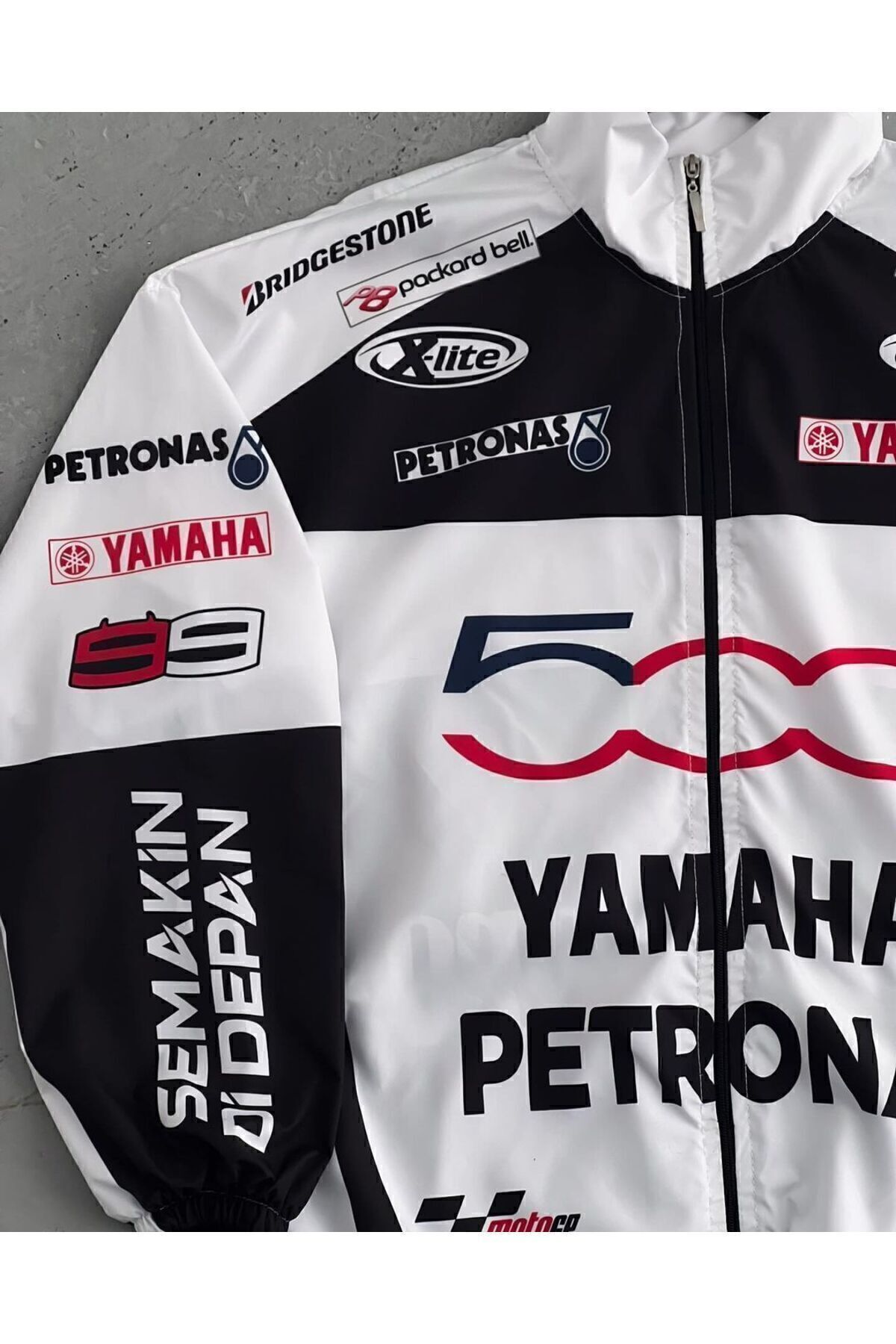 Lushen  Unisex Paraşüt Kumaş Oversize Dijital Baskılı Siyah Rüzgarlık Yağmurluk İnce Ceket - Görsel 4