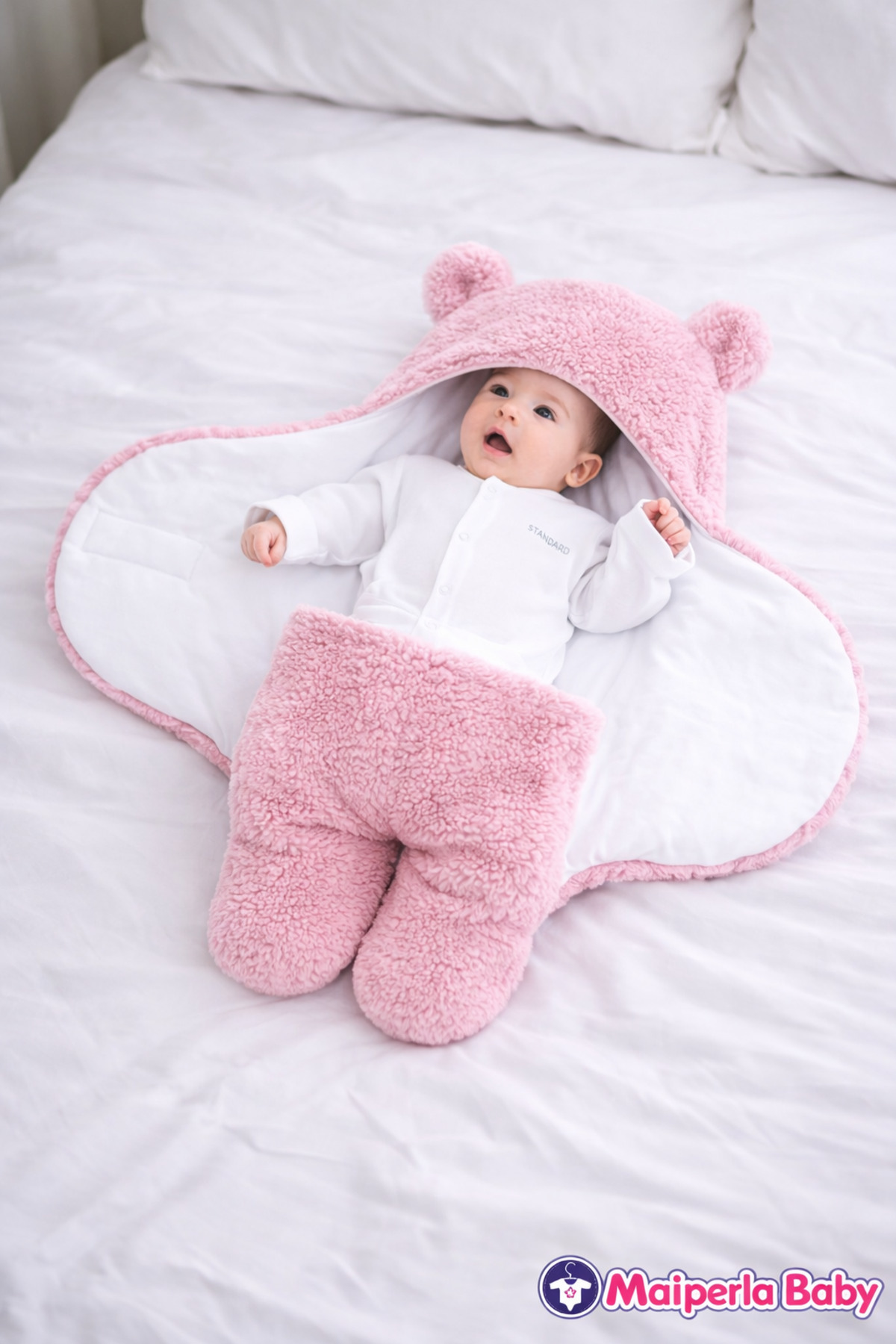 Mai Perla 0 - 12 Ay Içi Elyaflı Kulaklı Welsoft Dış Kundak Bebek Battaniye fotoğrafı 2 (önizleme)