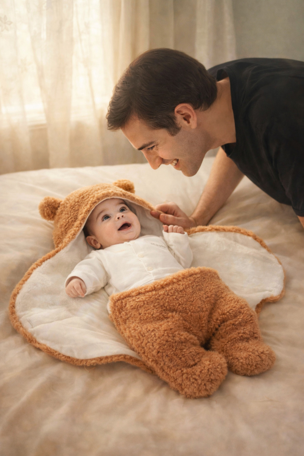 Mai Perla 0 - 12 Ay Içi Elyaflı Kulaklı Welsoft Dış Kundak Bebek Battaniye fotoğrafı 2 (önizleme)