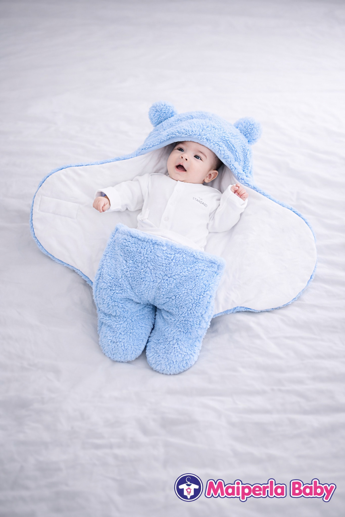 Mai Perla 0 - 12 Ay Kulaklı Welsoft Dış Kundak Bebek Battaniye fotoğrafı 2 (önizleme)