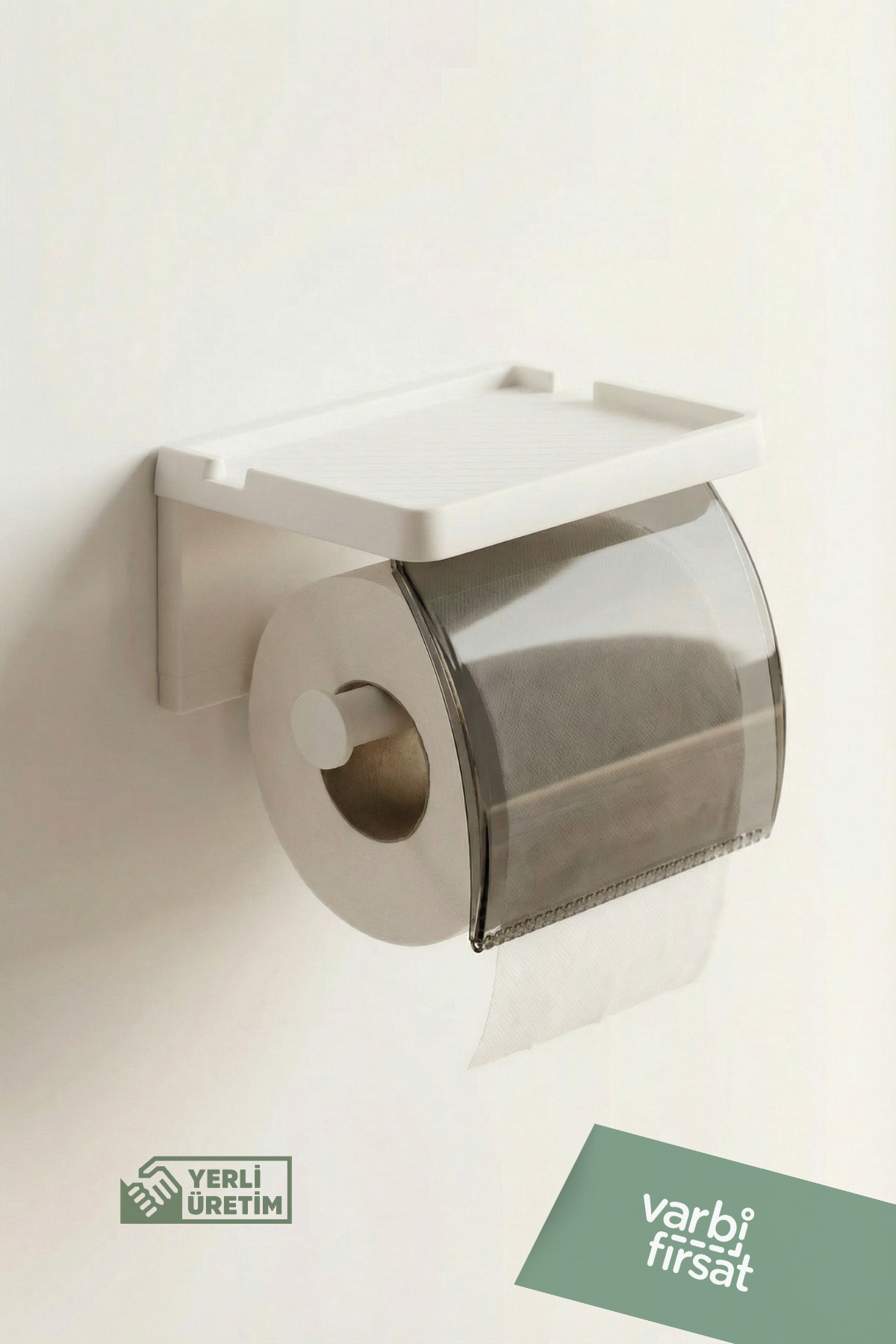 Toilet Paper Hanger with Adhesive Lid Bathroom Toilet Paper Holder Apparatus Napkin Holder Organizer Plastic
