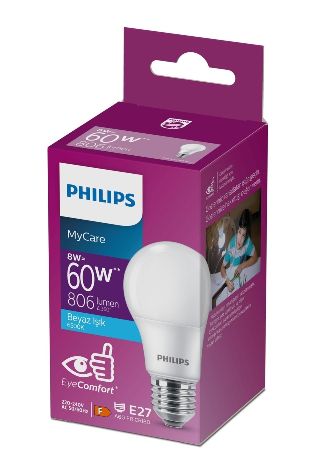 Philips LED Ampul 8-60W 6500K Beyaz Işık 720 Lümen Tasarruflu Uzun