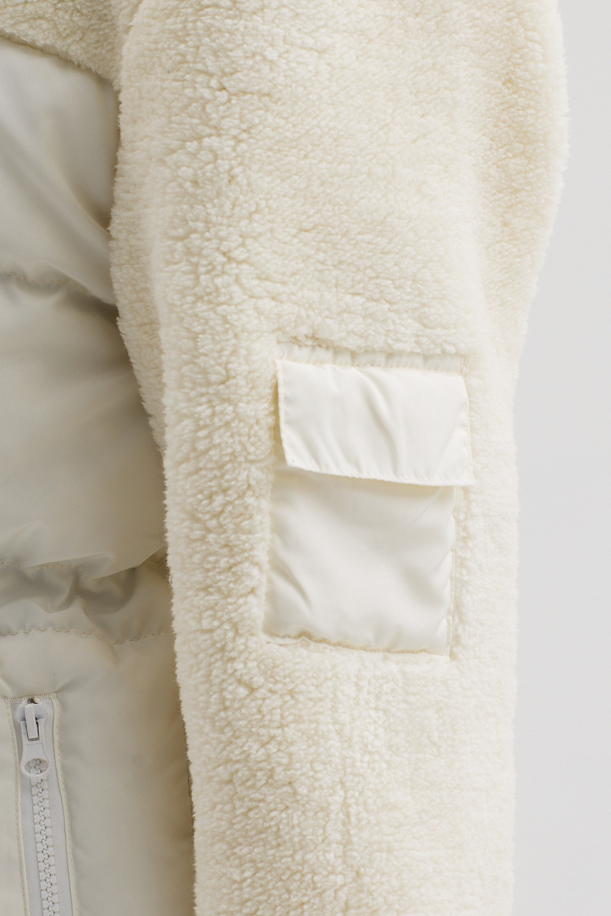 Lijuri  Beyaz Yün Karışımlı Rahat Şişme Mont 7109 - Görsel 3