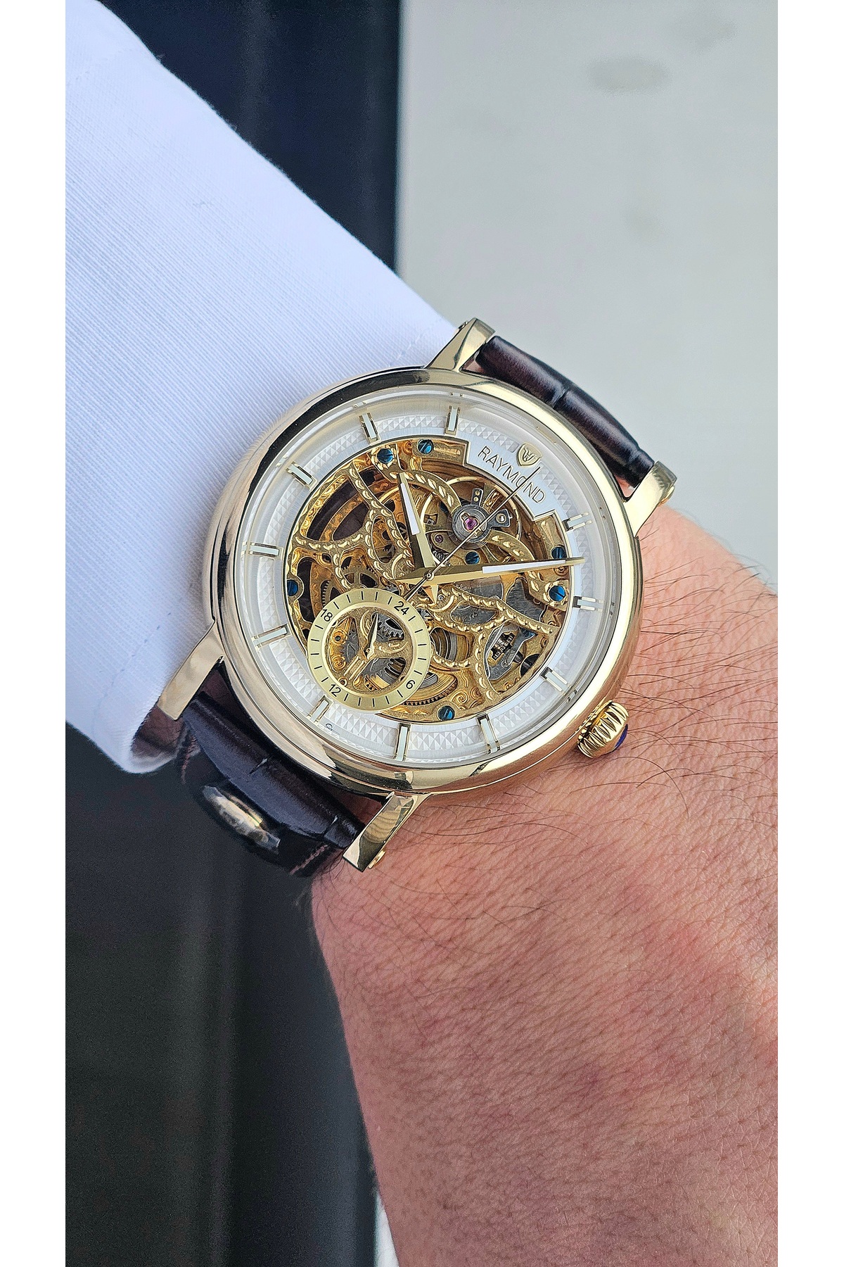 Raymond RYM-4853 OTOMATİK ERKEK İSKELET MODEL KOL SAATİ - ÇELİK