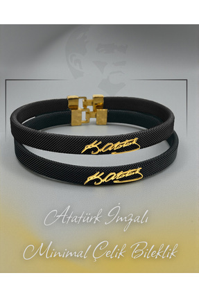 Butik Atatürk İmzası Taşıyan Minimal Çelik Bileklik – Modern ve Anlamlı