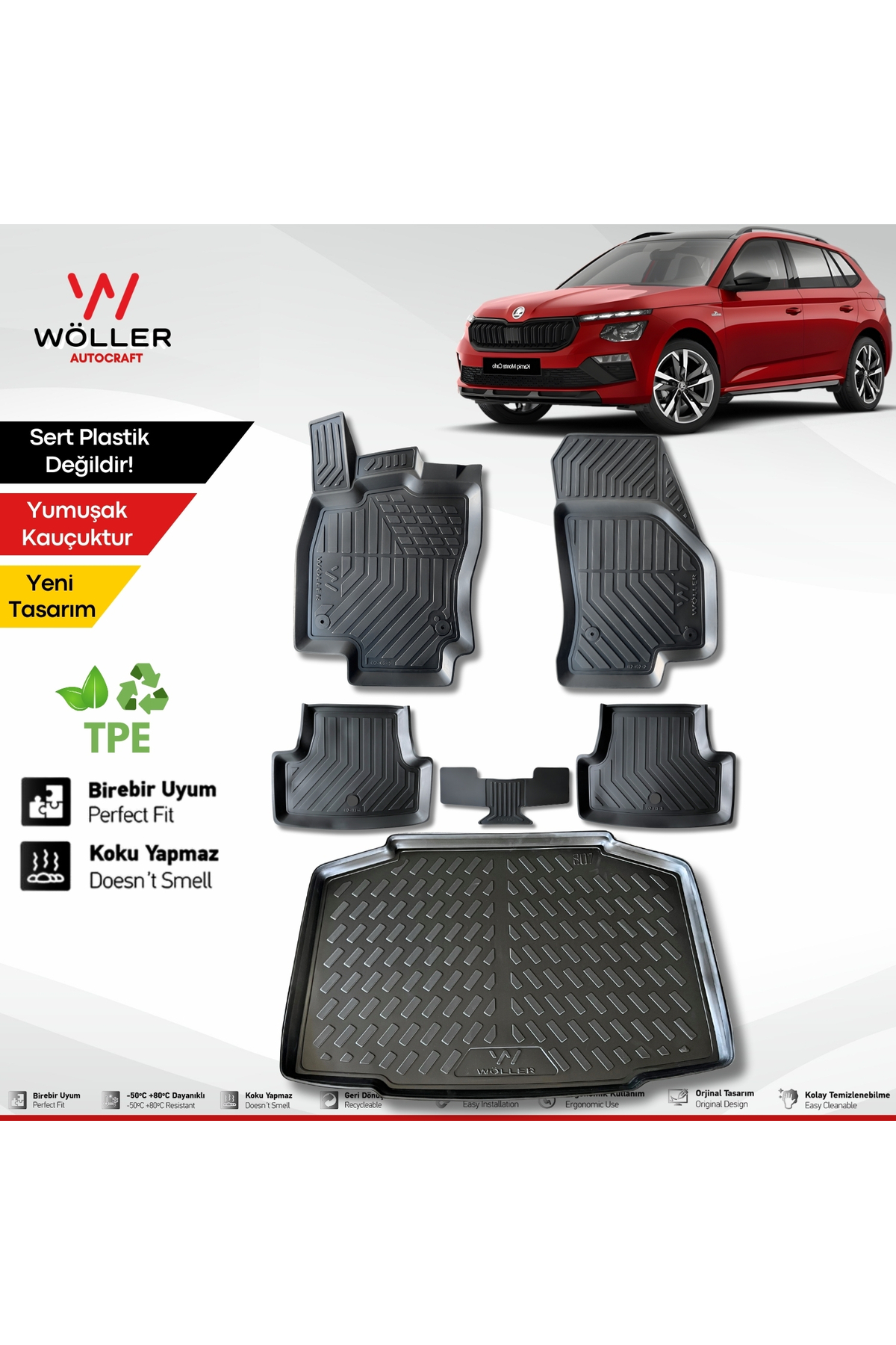 wöller Skoda Kamiq Paspas Bagaj Havuzu Set 2020 2026 Arası Uyumlu 3d Ultraflex Set