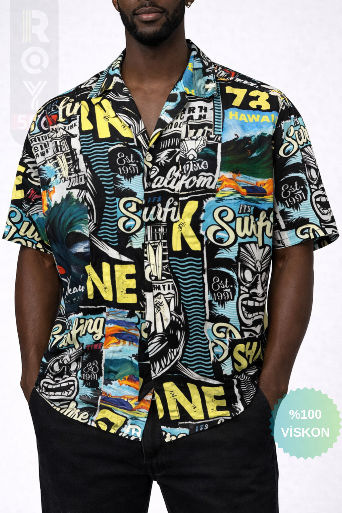 Men's Short Sleeve Shirt Patterned Short Sleeve Shirt Summer Shirt Men's Oversize Shirt Black Shirt