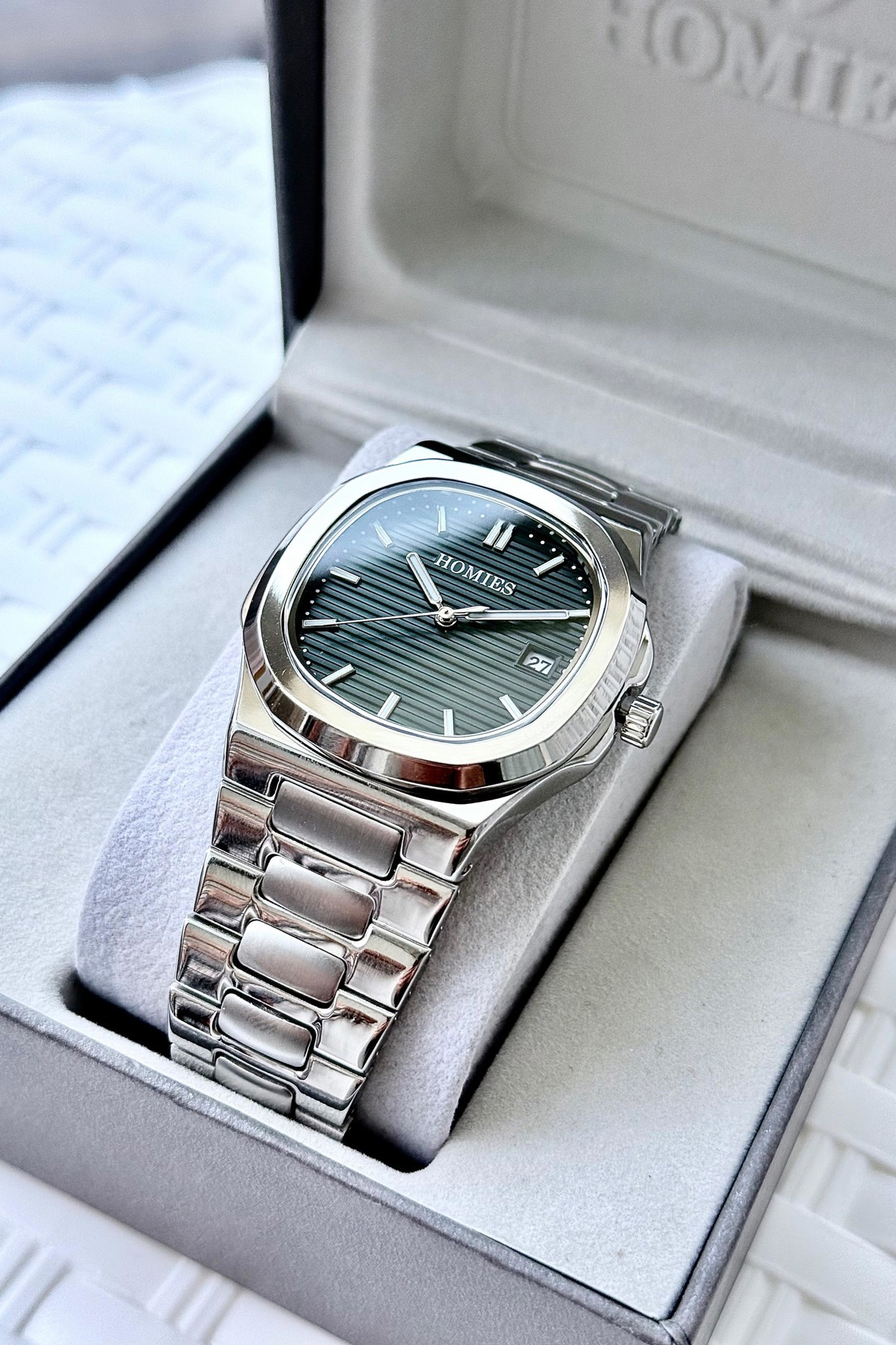 Homies  ERKEK KOL SAATİ TAKVİM GÖSTERGELİ,EŞREF TEK MODEL,HEDİYELİK KUTUSU VE BİLEKLİK HEDİYELİ .HMMYS50 - Görsel 3