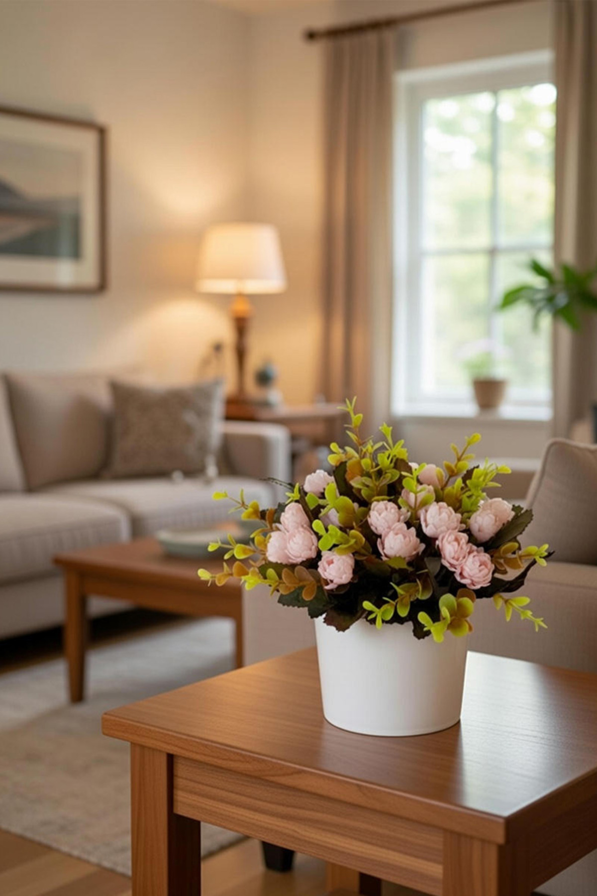 Adresiburası- Banko Flower Bundle in Concrete Pot Light Pink