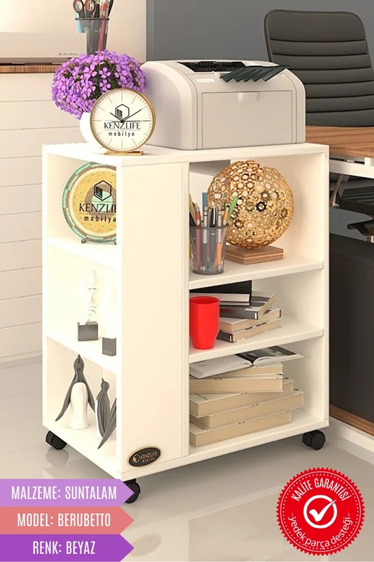 Kenzlife Ofis Yazıcı Masası Berubetto076 Byz 076*060*40 Tekerlekli