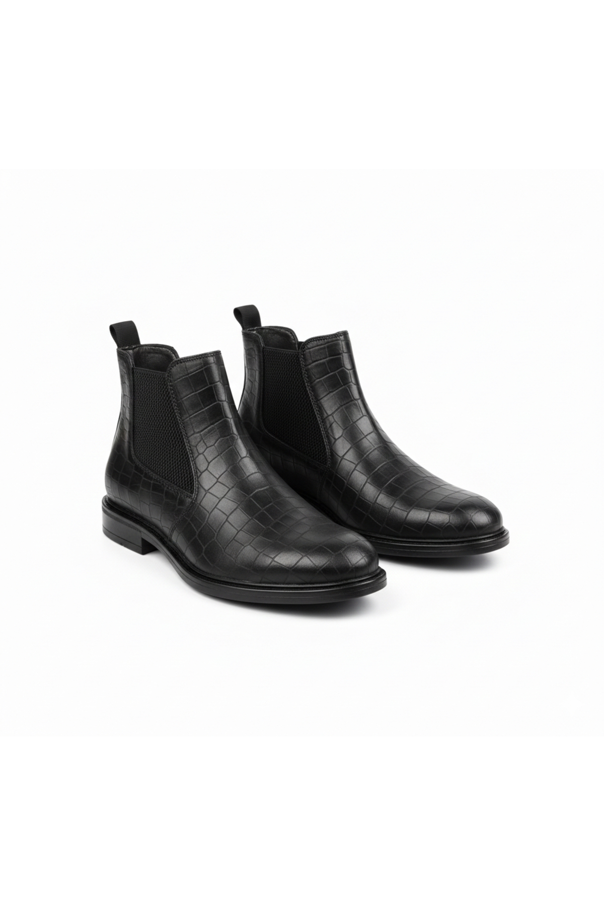 Genuine Leather Casual Black Croco Men's Boots