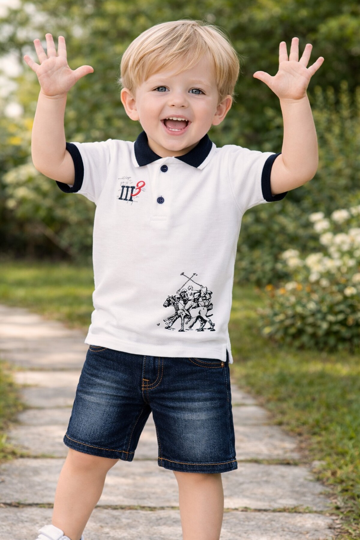 Chicsy Baby Tarz Lakos Asker Desenli Belden Ayarlanabilir Kısa Kollu Şortlu 2'li Takım Çocuk ve Bebek Giyim Özel fotoğrafı 2 (önizleme)