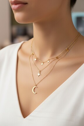 ArsEmi Bijoux Yıldızlı ve Hilal Figürlü Kolye