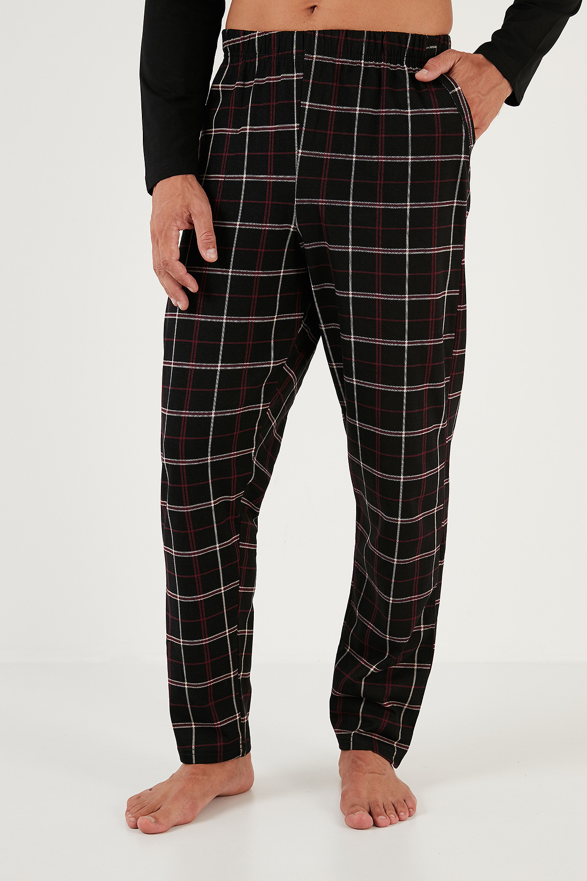 Buratti  Ekoseli Cepli Beli Lastikli % 100 Pamuk Regular Fit Pijama Takımı Erkek PİJAMA TAKIMI 657200 - Görsel 5