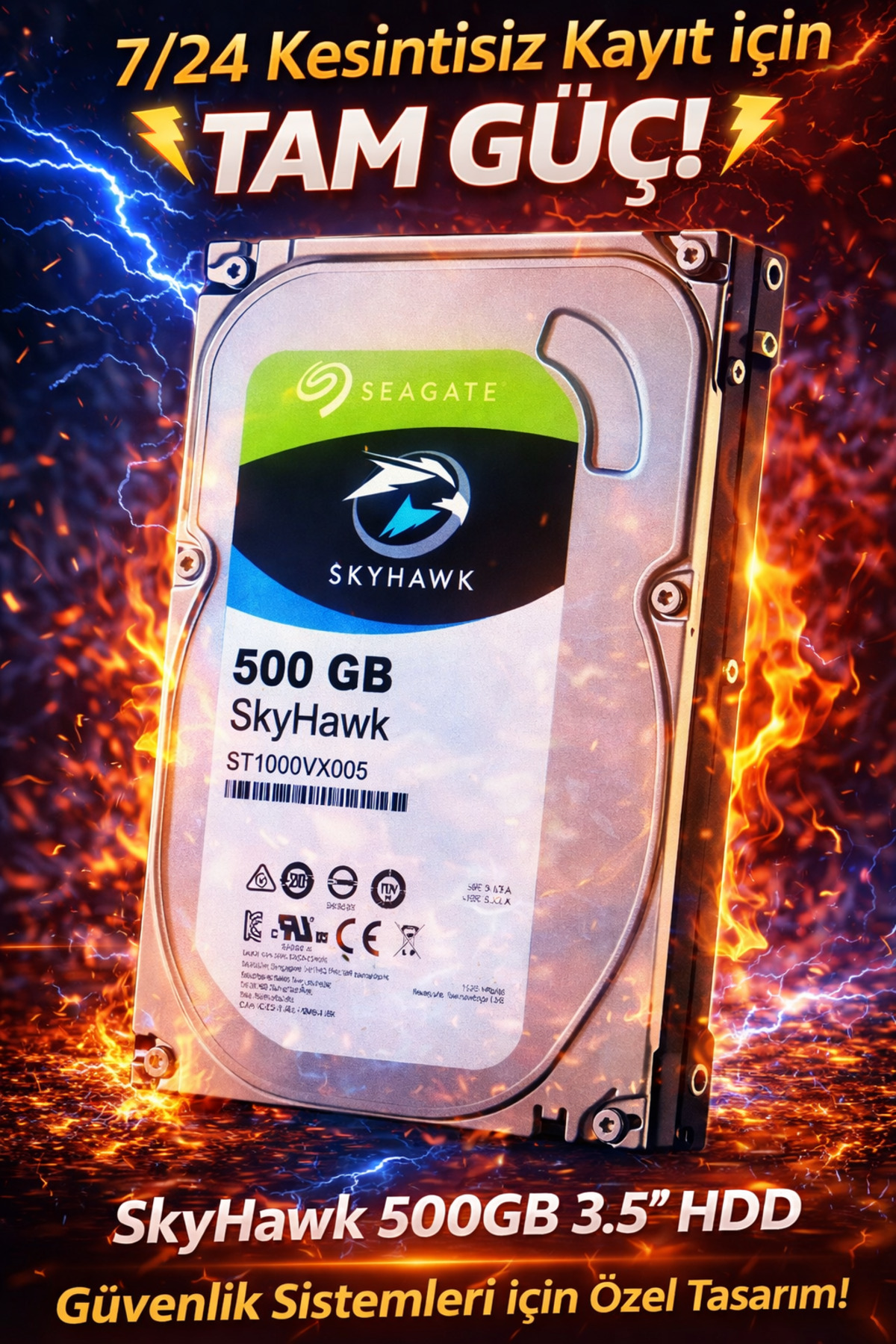 DİSK BANK 500 Gb Seagate Skyhawk 3.5 Harddisk (MASAÜSTÜ BİLGİSAYAR