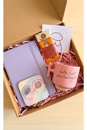 glowoow Psikologlara Özel Hediye Seti Pembe Kupa, Lila Defter, Terapi Temalı ...