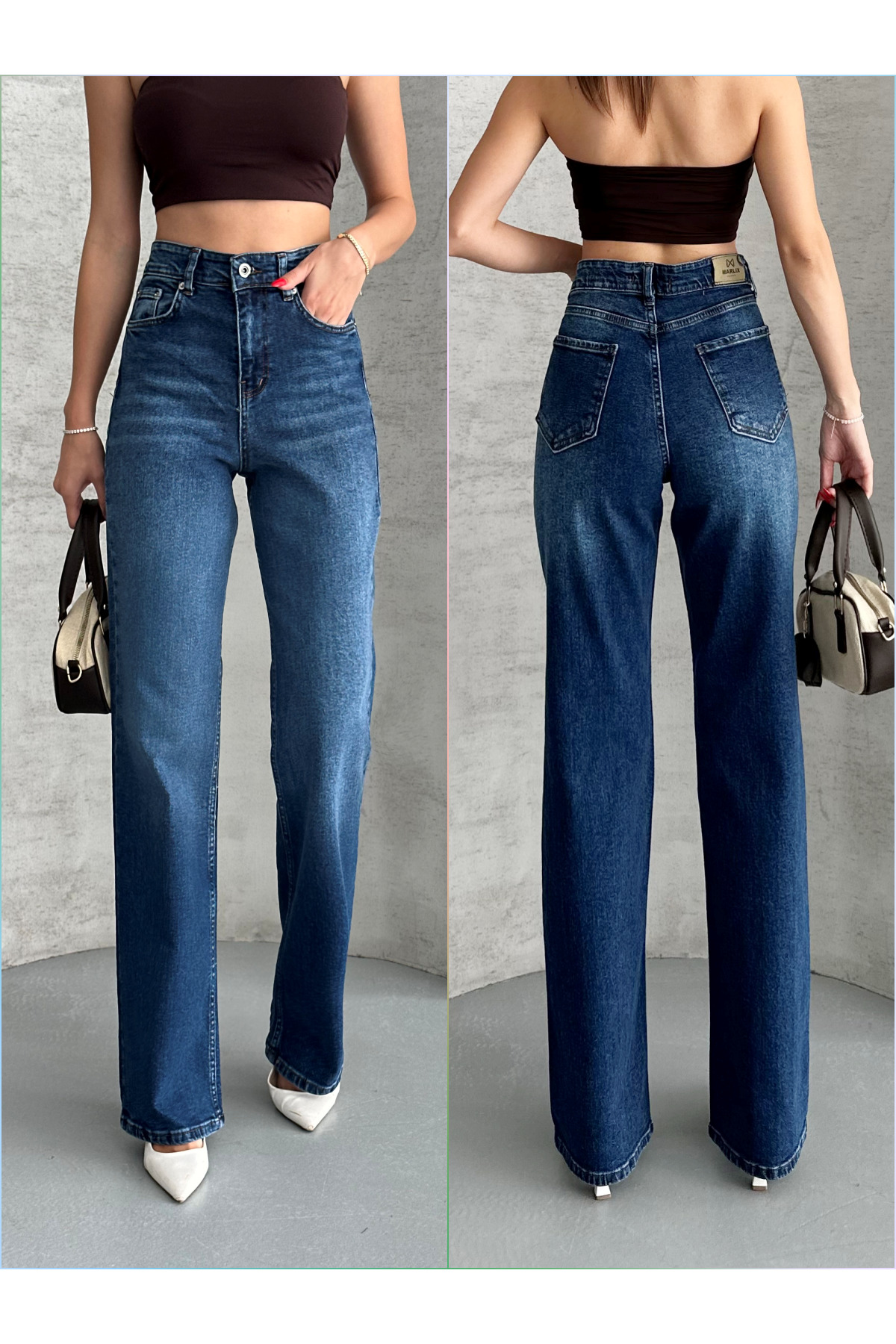 Wide leg High Waist Palazzo Lycra Stretchy Jean Pants
