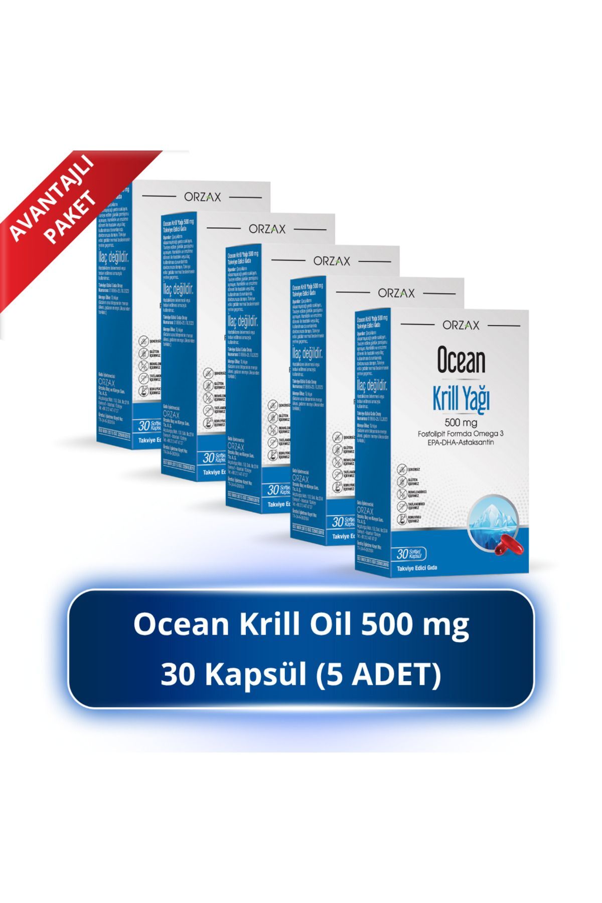 Orzax Ocean Krill Oil 500 Mg 30 Kapsül 5 Adet - Fiyatı, Yorumları