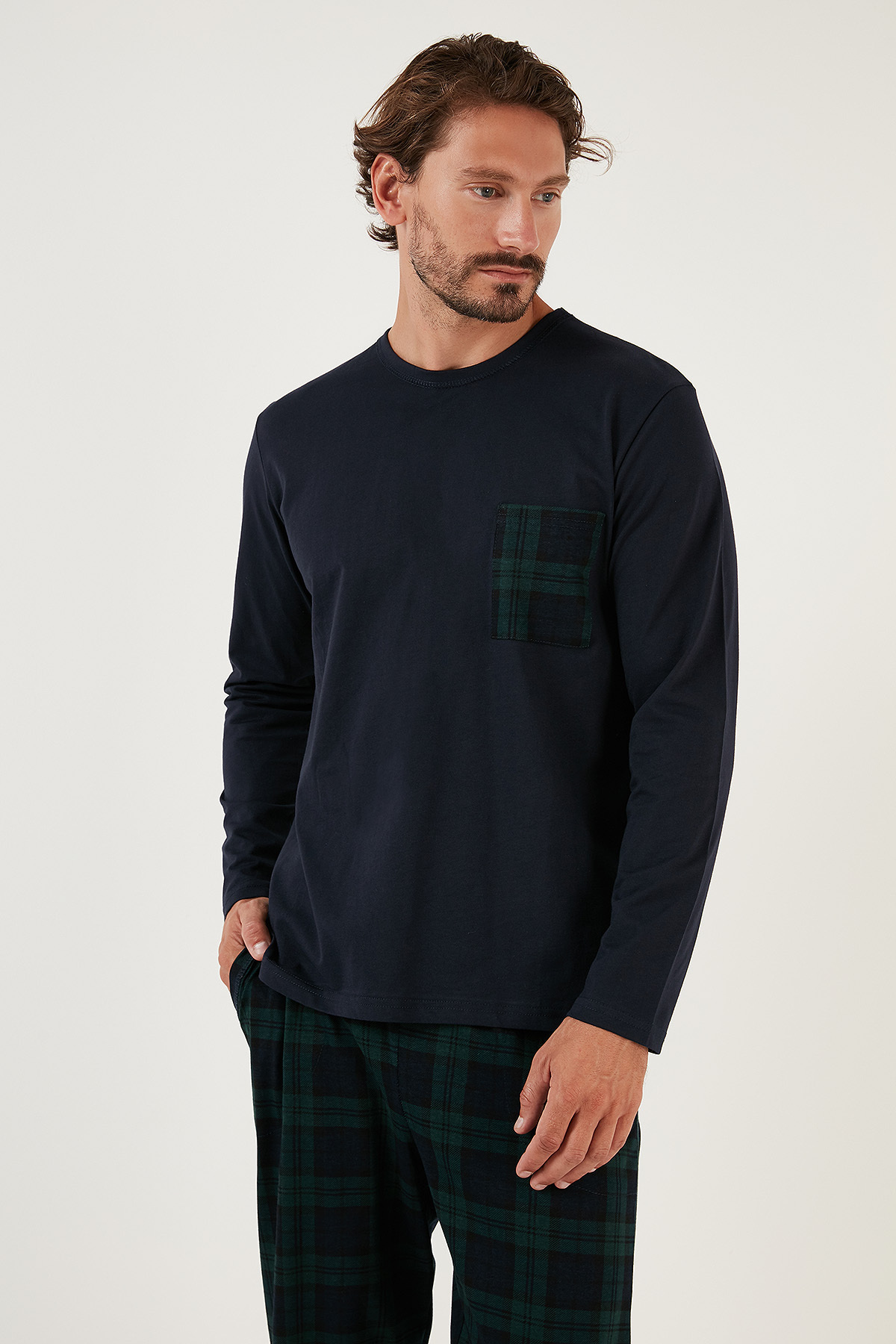 Buratti  Ekoseli Cepli Beli Lastikli % 100 Pamuk Regular Fit Pijama Takımı Erkek PİJAMA TAKIMI 657200 - Görsel 4