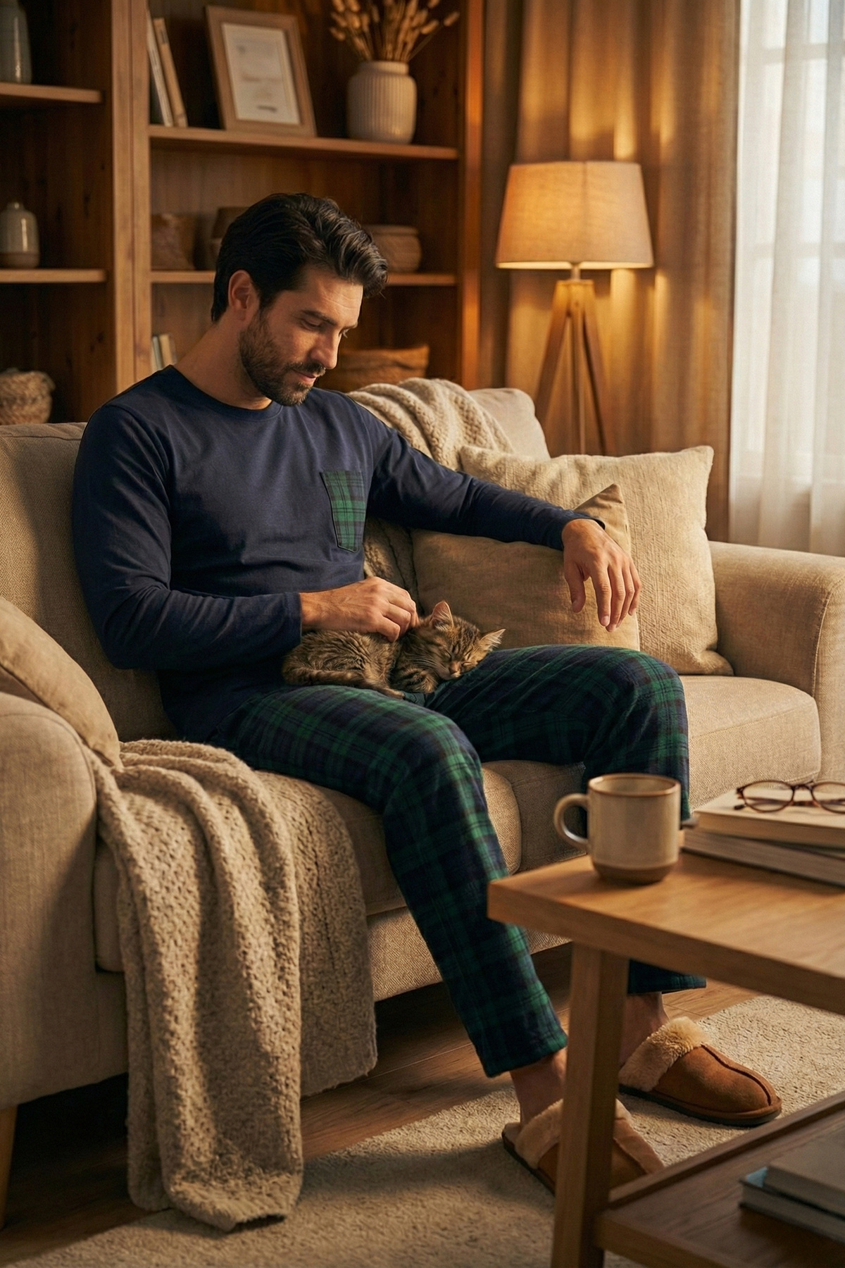 Buratti  Ekoseli Cepli Beli Lastikli % 100 Pamuk Regular Fit Pijama Takımı Erkek PİJAMA TAKIMI 657200