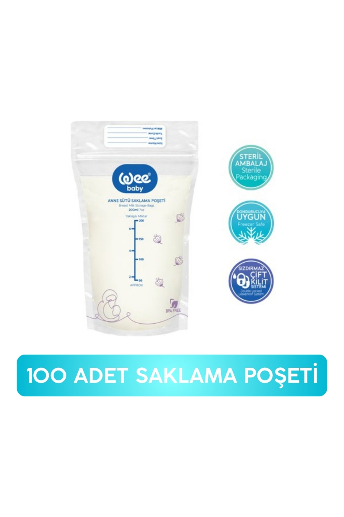 Wee Baby Wee Süt Saklama Poşeti 20 Adet 5 Kutu fotoğrafı 2 (önizleme)