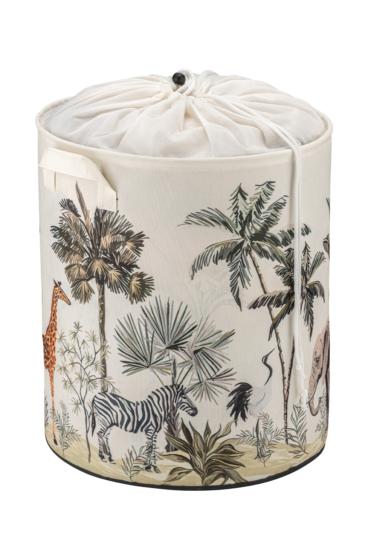 PH Prendi Home Safari Baskılı Çok Amaçlı Ağzı Büzgülü Oyuncak Kirli Çamaşır Katlanır Düzenleyici Sepet 32x40 fotoğrafı 3 (önizleme)