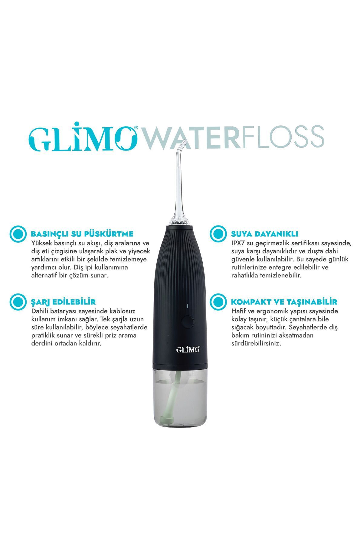 Glimo Ağız Duşu | Derin Diş Arası Temizlik, Diş Eti Masajı & Plak Karşıtı | Taşınabilir Water Floss Cihazı - Fiyatı, Yorumları