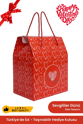 OGTWO Sevgililer Günü Özel Hediye Kutusu & Çanta Karton Hediye Paketi Kalpli ...