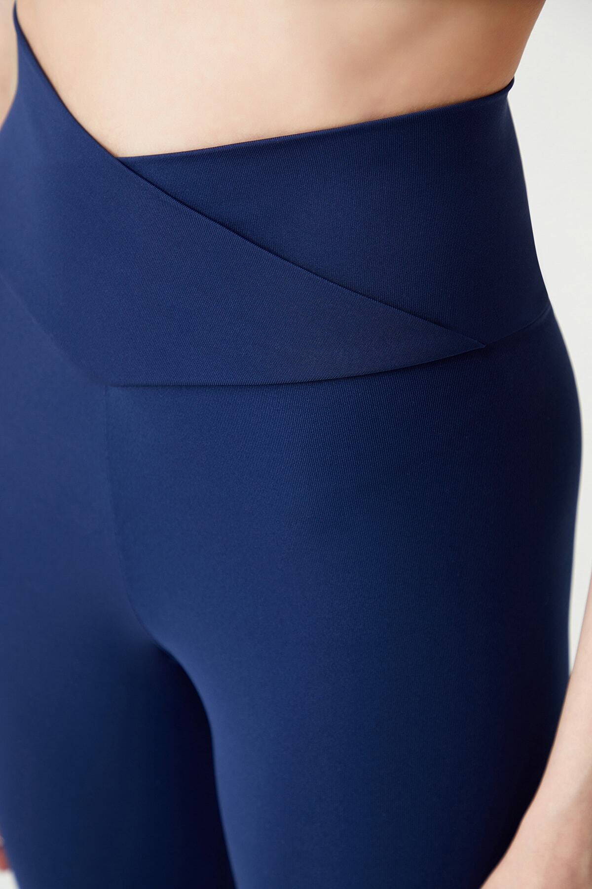 Navy Blue Cross Waist Detailed Tights Envelope