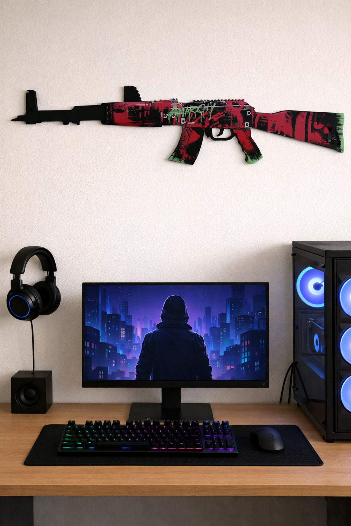 Deposundan Al ديكور جدار غرفة الألعاب من الخشب بتصميم Cs-go Neon ...