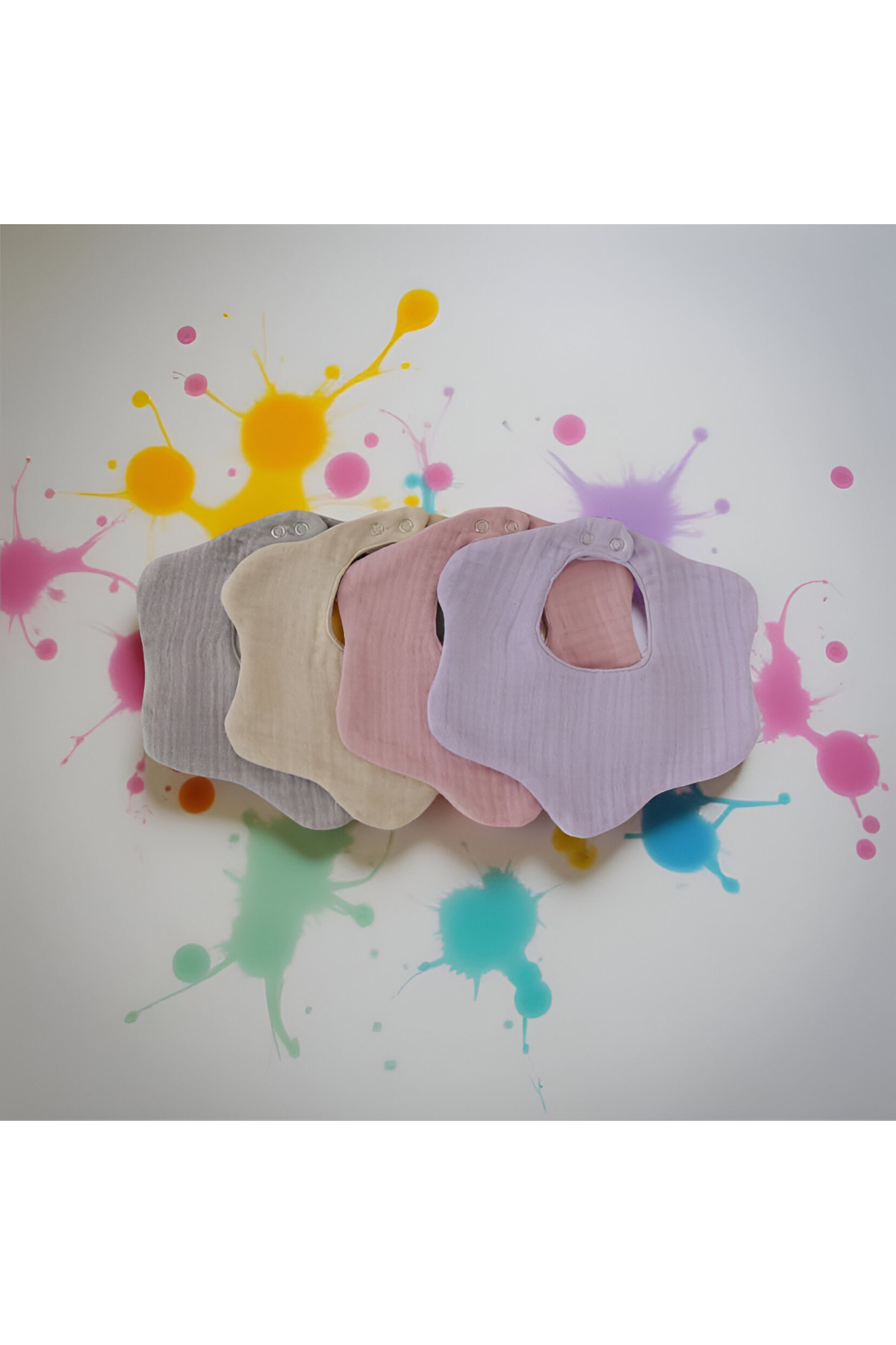 elibaby 4'lü %100 Organik Pamuk 8 Katlı Multi Müslin Çiçek Kız Bebek Salya Ve Mama Önlük,Yakalık (MODEL 1) fotoğrafı 6 (önizleme)