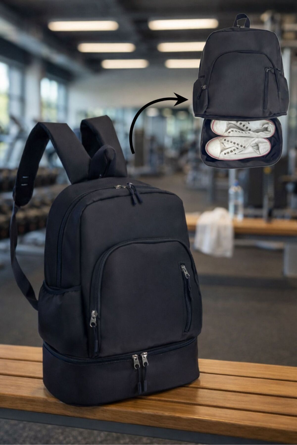 Genel Markalar  Sporcu Sırt Çantası - Ayakkabı Bölmeli , Tablet, Telefon Bölmeli , Su Geçirmez Sporcu Sırt Çantası