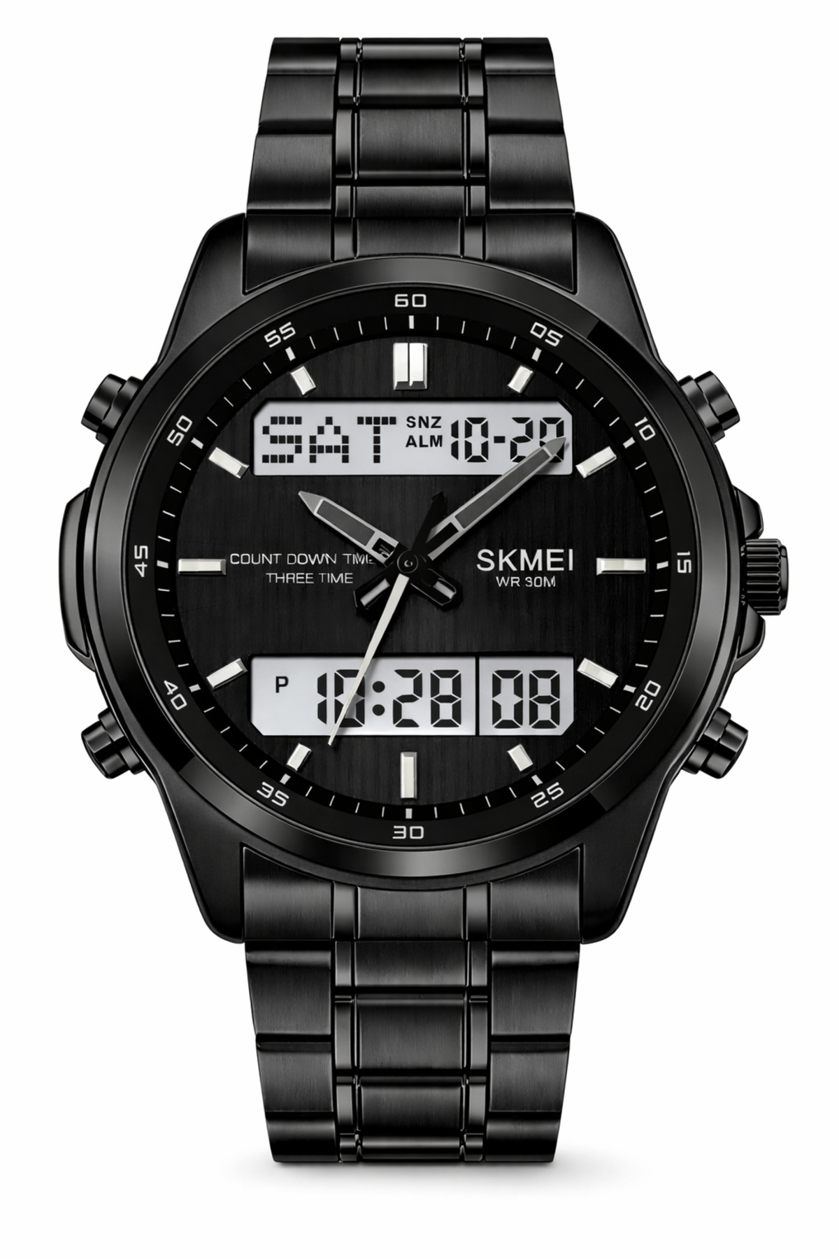 ساعت مچی مردانه شیک کلاسیک دیجیتال آنالوگ مشکی مدل 2049