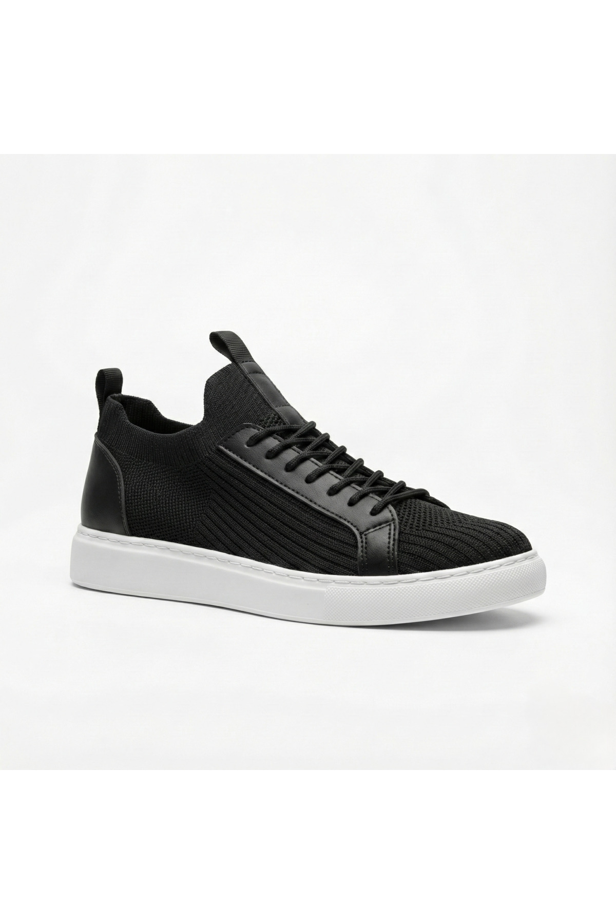 KB 112 Black Leather Faux Leather Casual Male Sneaker – Orthopedic Support
