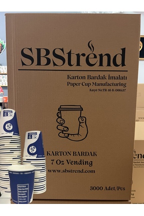 SBS Üreticiden 7 Oz Vending Koli Karton Bardak 3000 Adet –Otomat Kahve Makine...