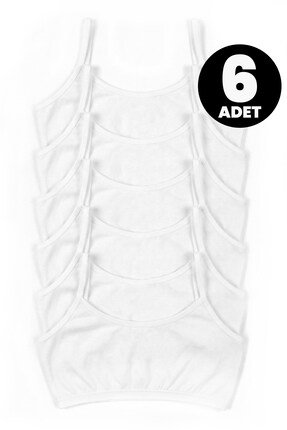Öts Kız Çocuk 6'lı Pedsiz Pamuklu Likralı Yarım Atlet Alıştırma Sütyeni