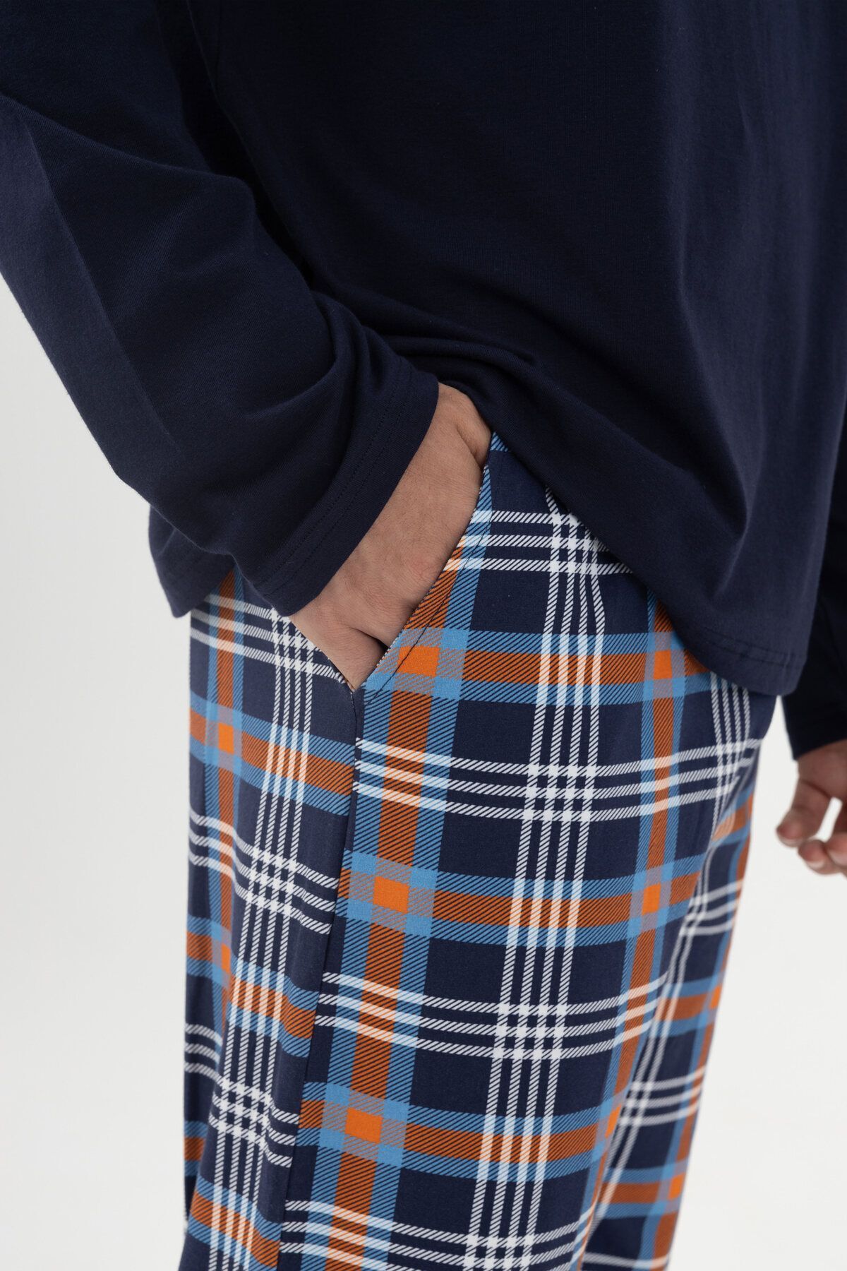 koza iç giyim Erkek Pamuklu Uzun Kollu Ekose Desenli Pijama Takımı görsel 5