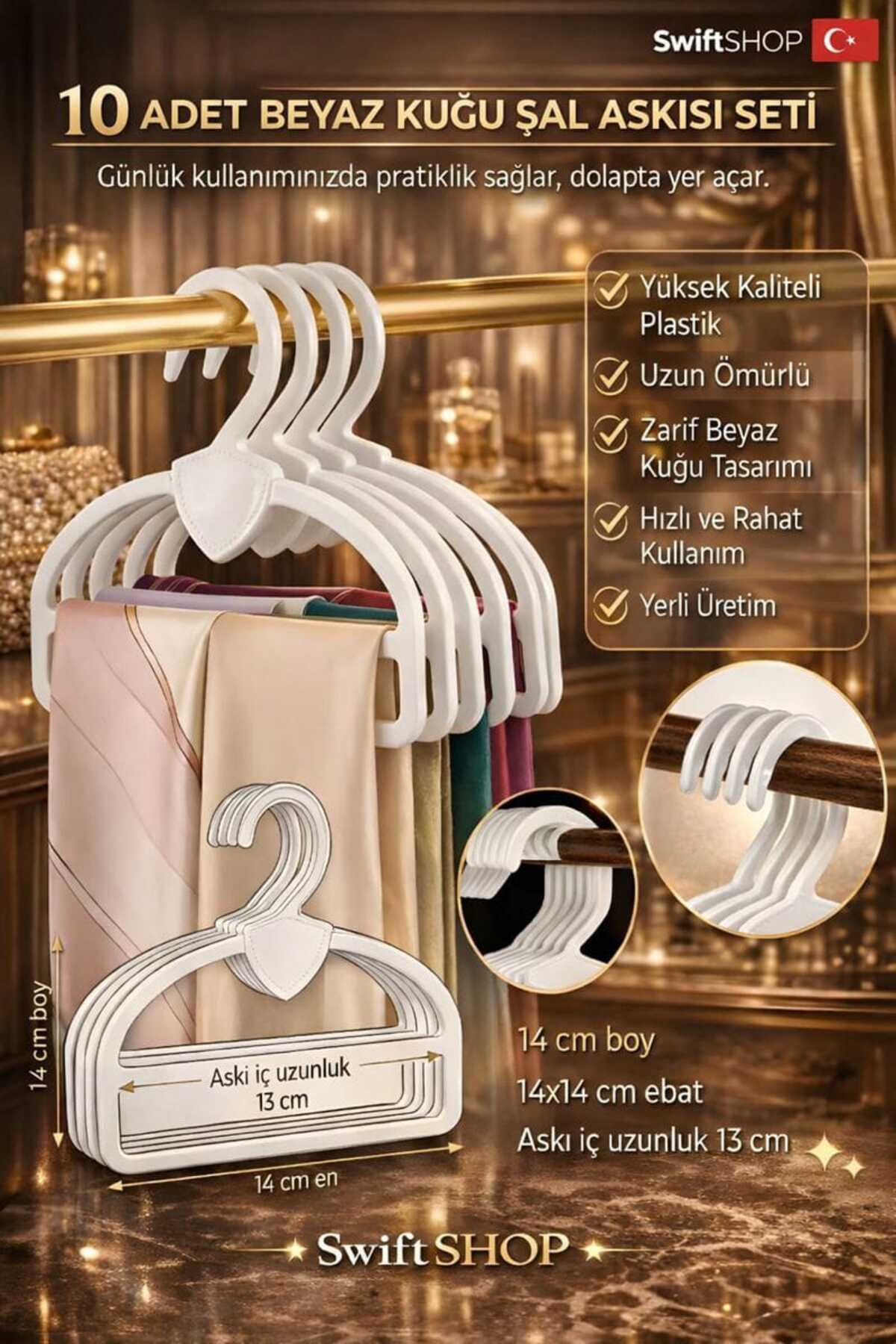 (10)Pieces Shawl Scarf Hanger Quality Swan Hanger WHITE Swan Wardrobe Organizer ---
