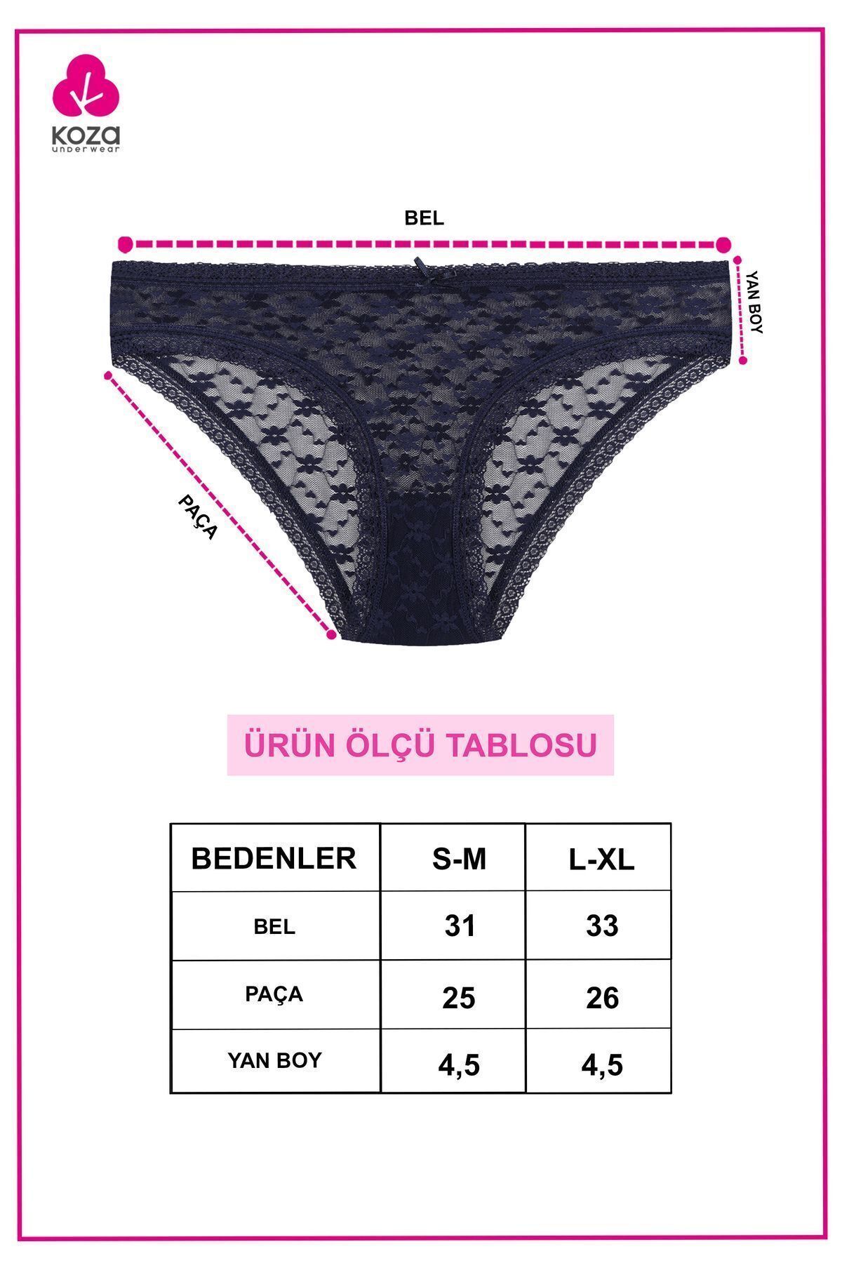 koza iç giyim Kadın 3'lü Dantelli Külot görsel 5