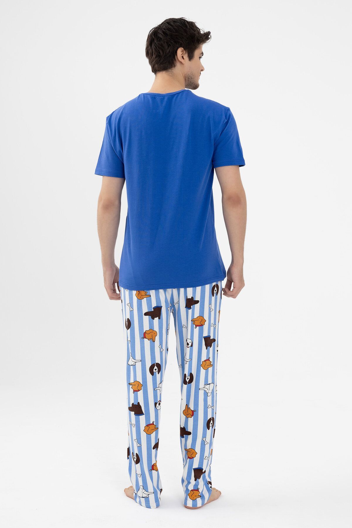 koza iç giyim  Erkek Kısa Kollu Pamuklu Hayvan Desenli Pijama Takımı - Görsel 3