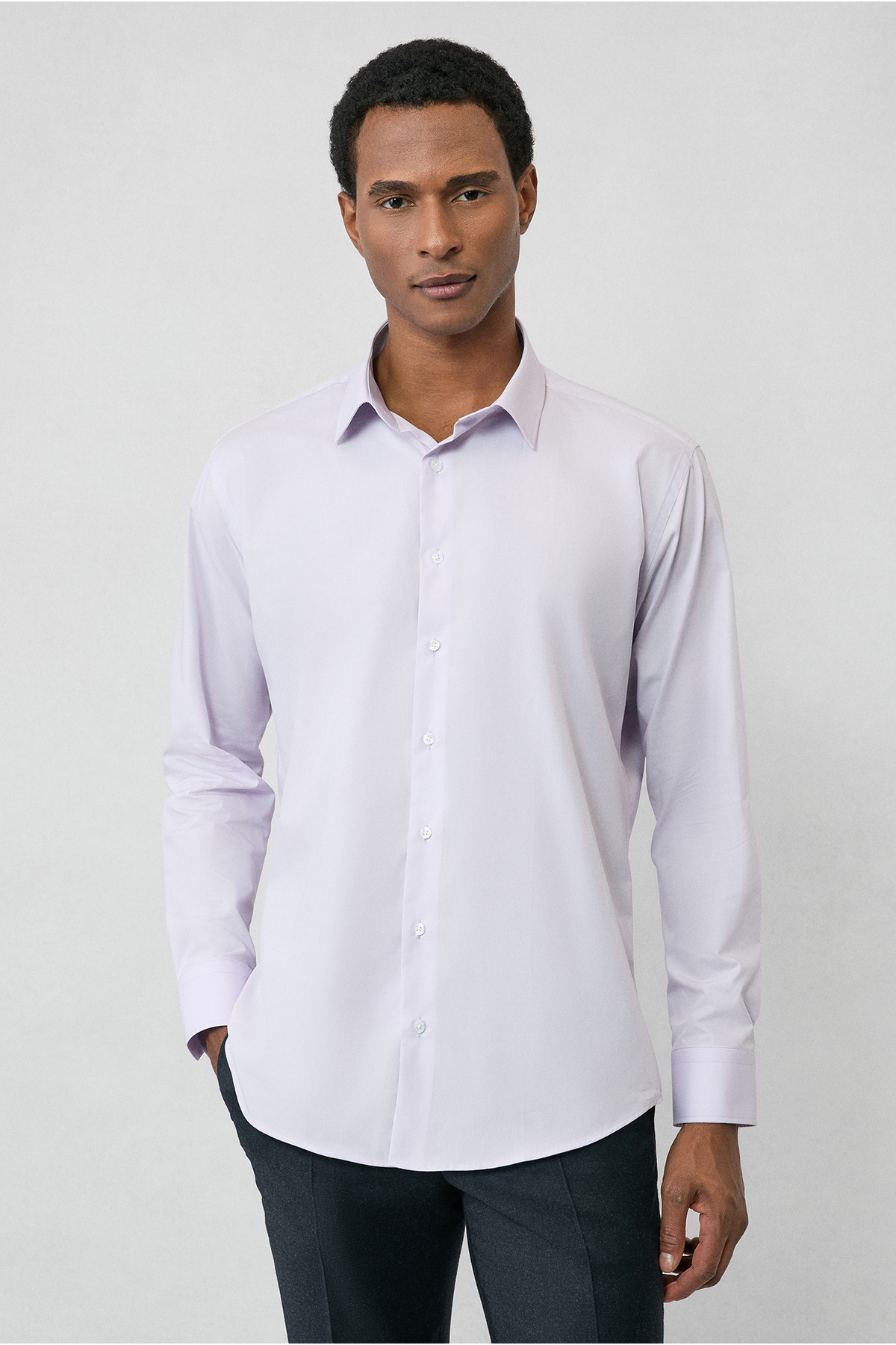 Kiğılı  Uzun Kol Slim Fit Dar Kesim Pamuk Klasik Gömlek - Görsel 2