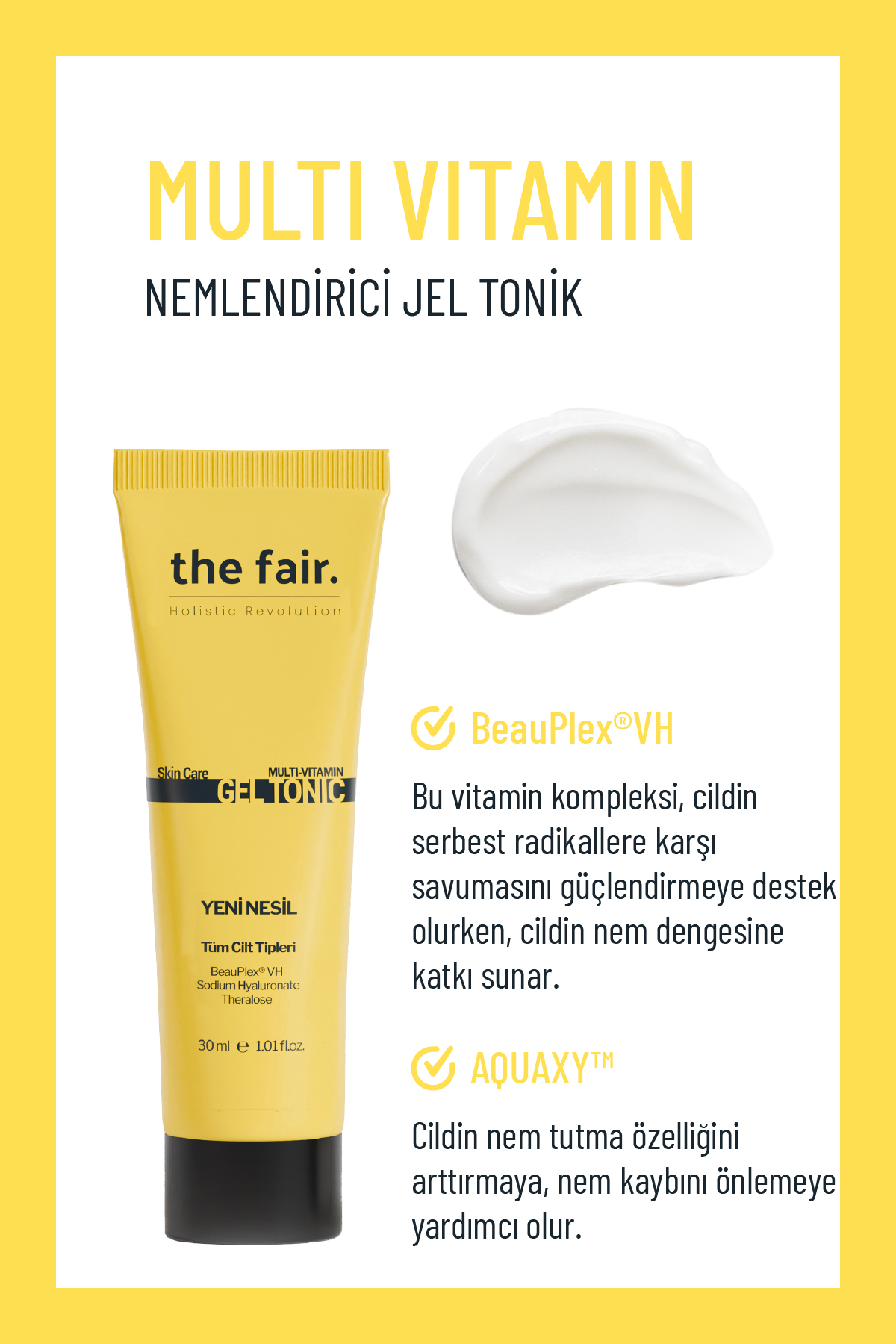 Multi Vitamin Jel Tonik Tüm Cilt Tipleri İçin Nemlendirici ve Ferahlatıcı Cilt Toniği 30 ml — TYCWH3WP0N169633394273857 — تصویر 2 از 5