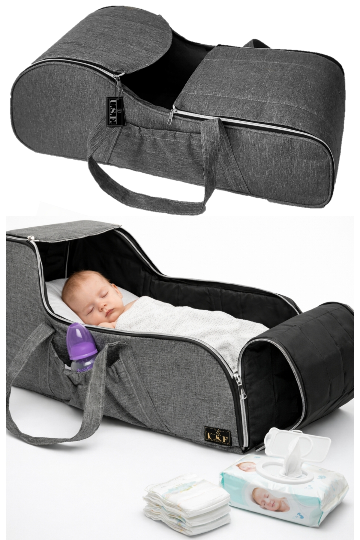 USF Portbebe Ana Kucağı Puset Bebek Taşıma Çantası Termal Termoslu Biberon, Mama, Beslenme Çantası fotoğrafı 2 (önizleme)