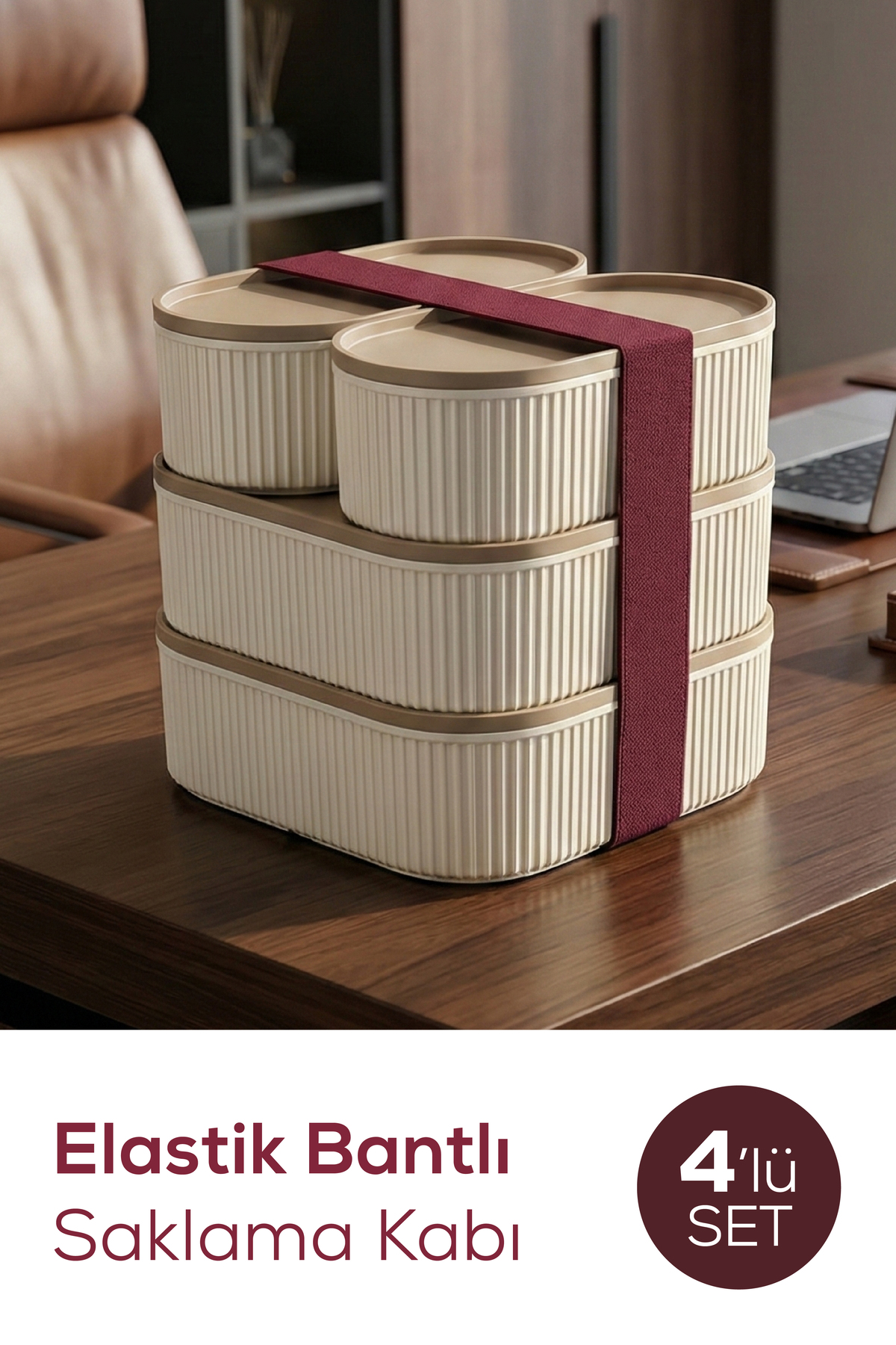 Vienev 4-компонентен комплект практични контейнери за съхранение с еластични ...