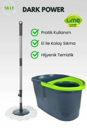 Lime Dark Power Otomatik Temizlik Seti - Kova Mop Seti - Üretici Garantili